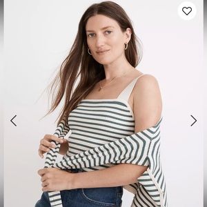 Dearing Square-Neck Crop Sweater Tank in Stripe